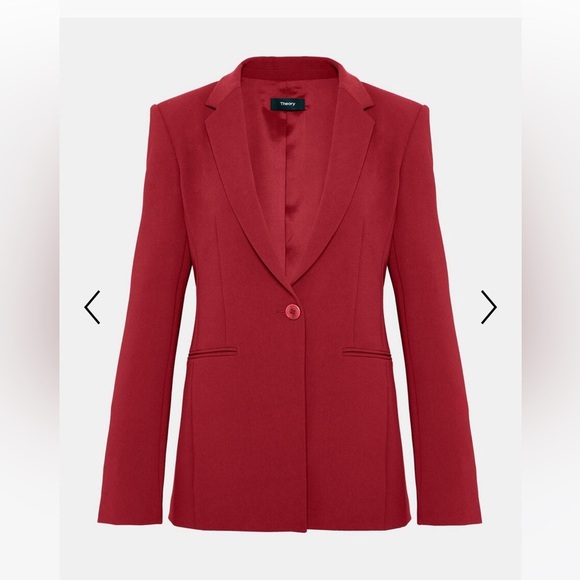 Theory / red admiral power crepe blazer one button raspberry 6 - Picture 6 of 8